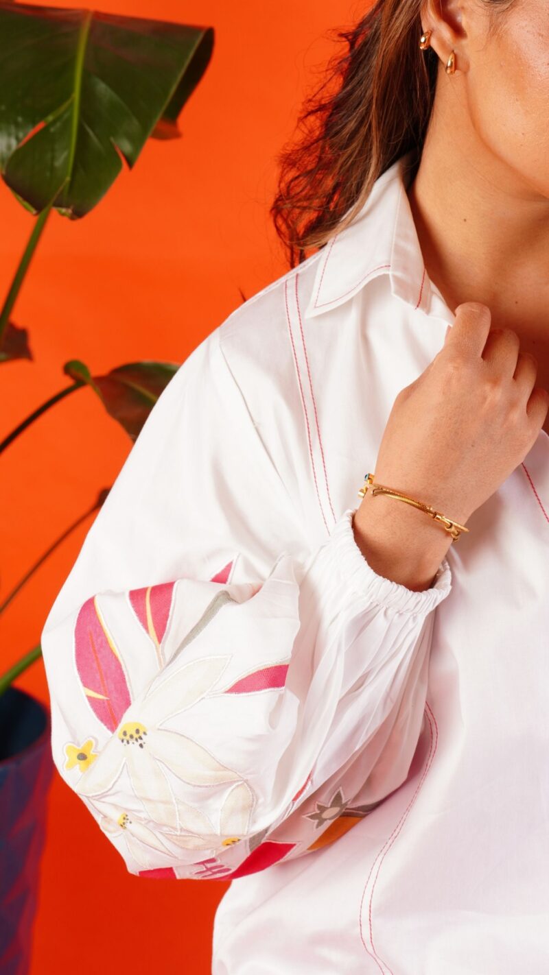 White linen patch shirt - Image 5