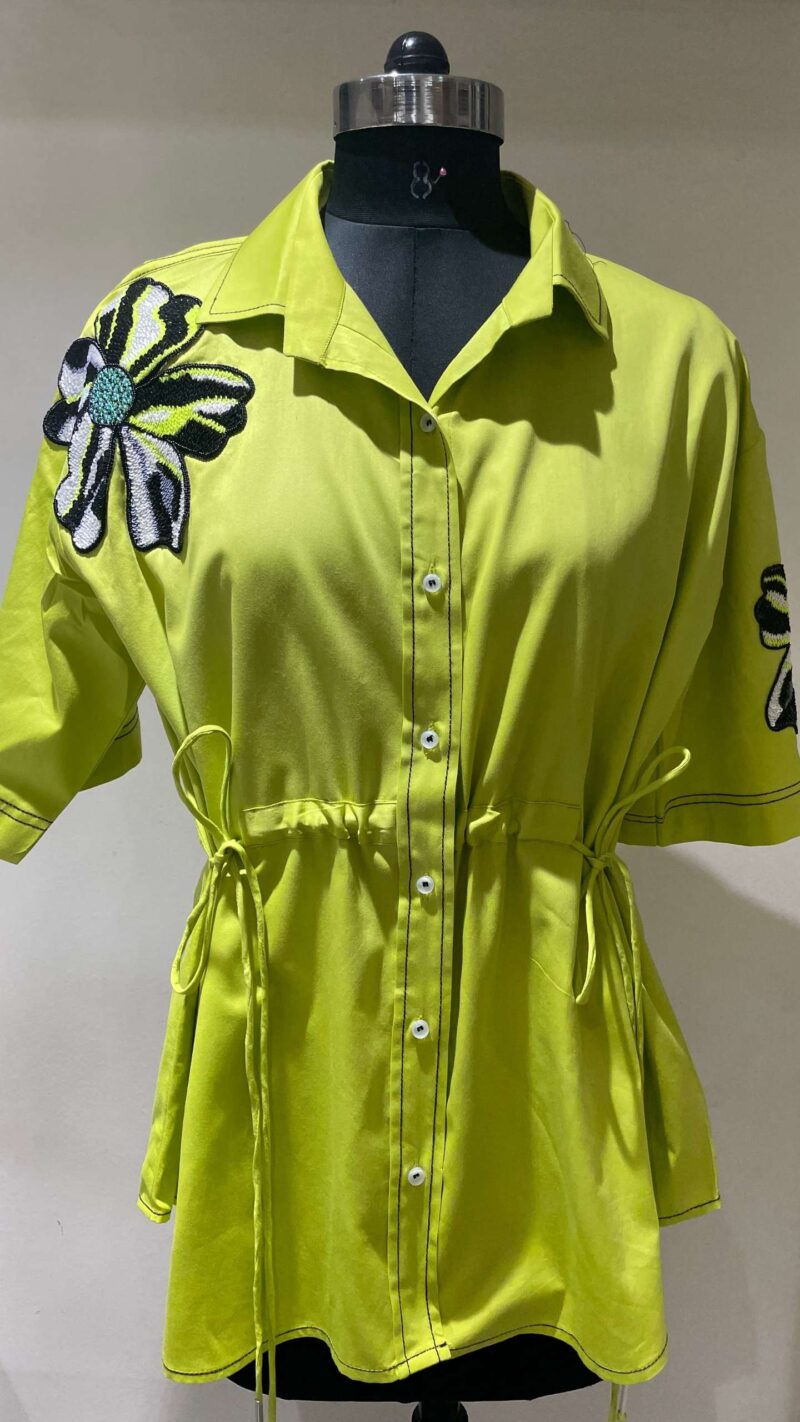 Neon tie up shirt