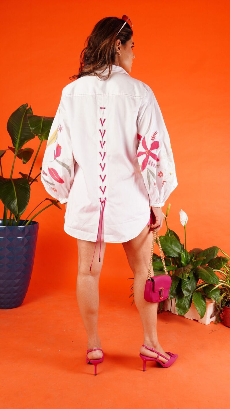 White linen patch shirt - Image 6