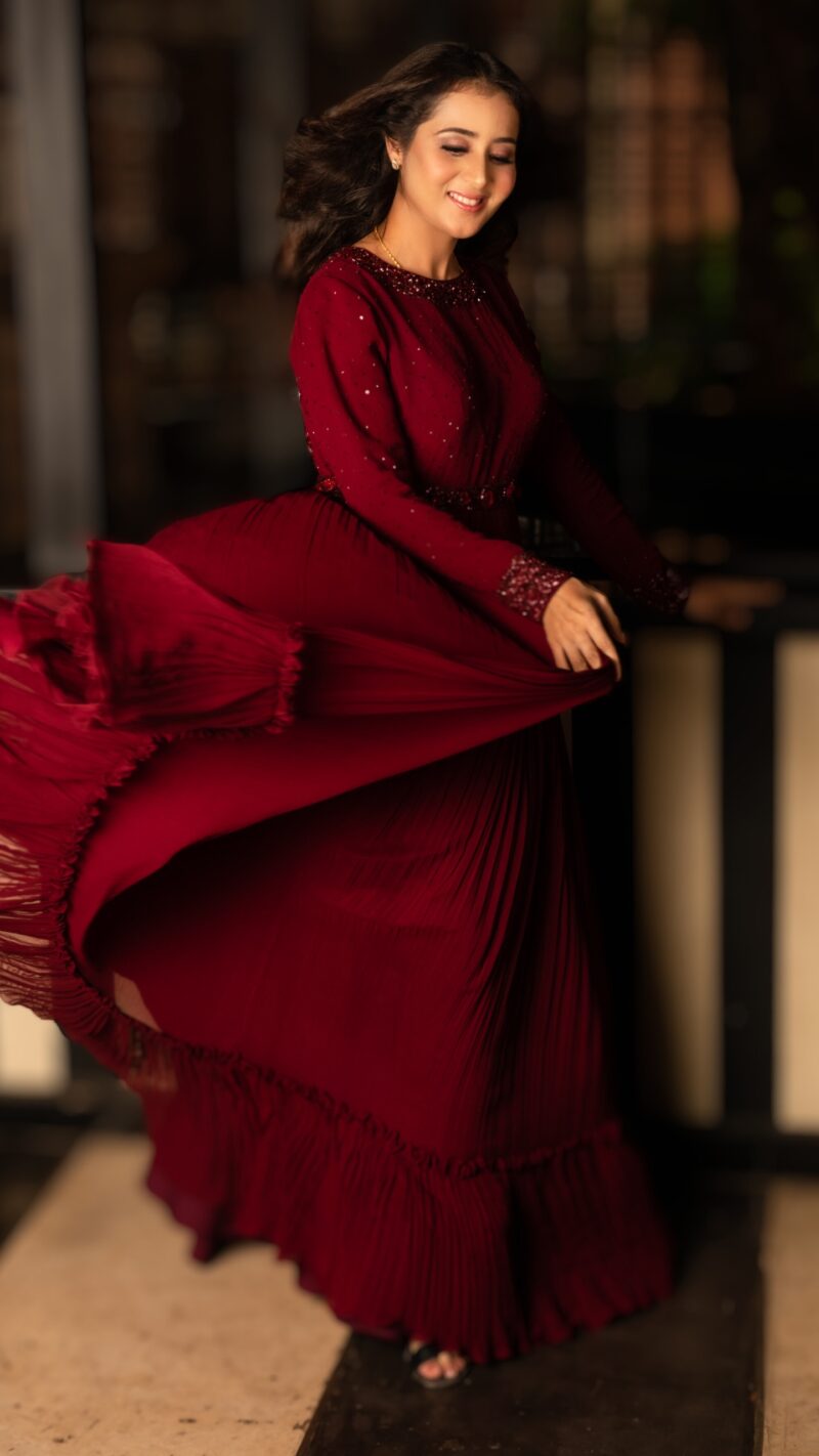 Marsala creased gown
