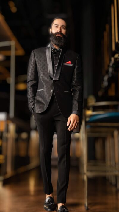Black Jacquard tuxedo