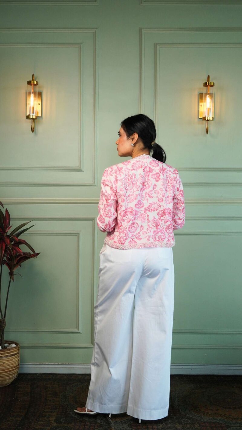 Pink printed linen jacket - Image 2