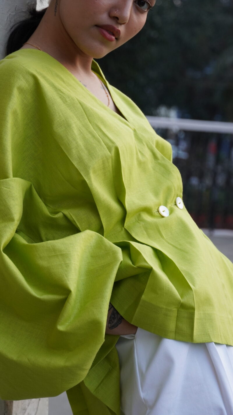 Neon green peplum shirt - Image 3