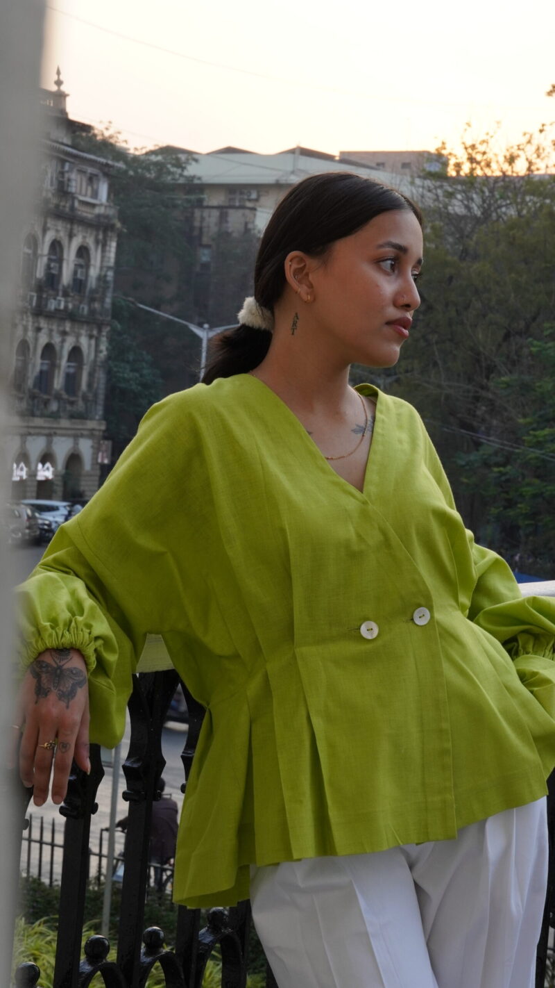 Neon green peplum shirt