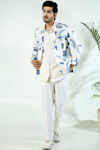 Beige Linen Straight Trouser