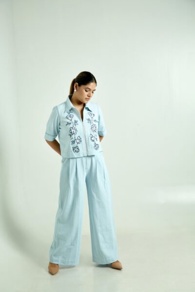 Floral Dori Jacket Shirt with Denim Trouser