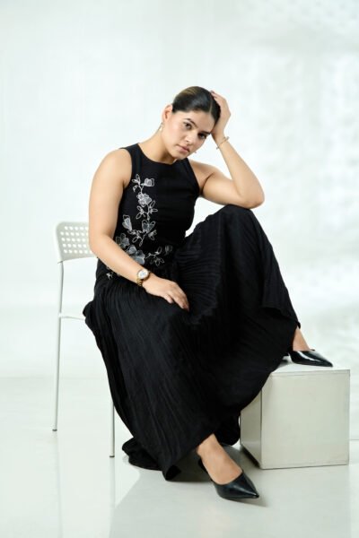 Dori Floral Crop Top with Gathered Skirt